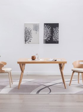 vidaXL Eetkamerstoelen 2 st met houten frame kunstleer crème