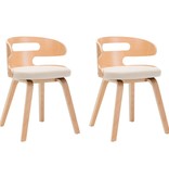 VidaXL Eetkamerstoelen 2 st met houten frame kunstleer crème