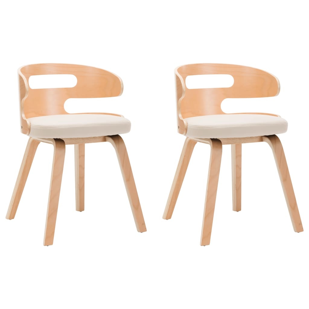 vidaXL Eetkamerstoelen 2 st met houten frame kunstleer crème