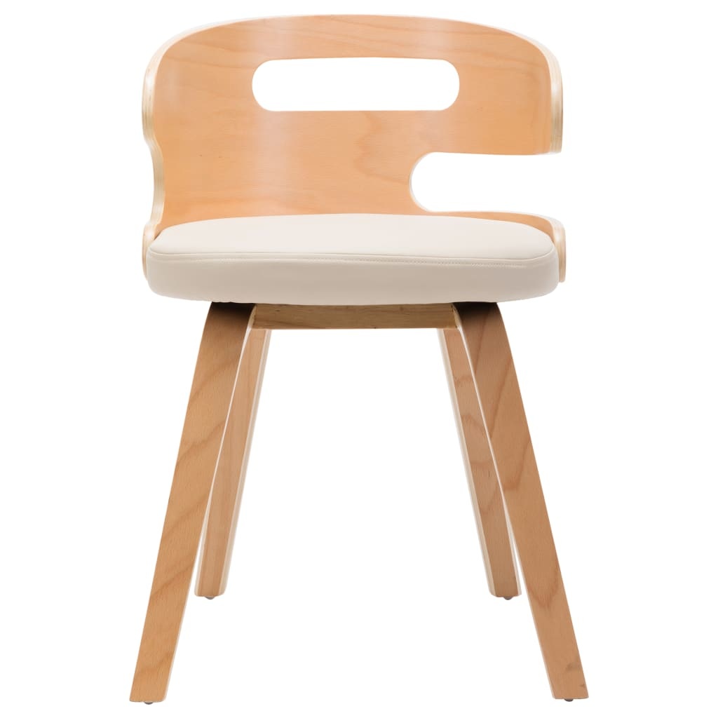 vidaXL Eetkamerstoelen 2 st met houten frame kunstleer crème