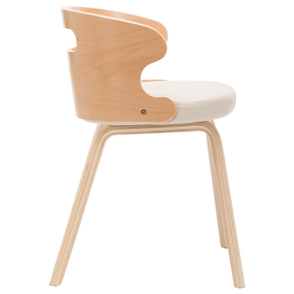 vidaXL Eetkamerstoelen 2 st met houten frame kunstleer crème