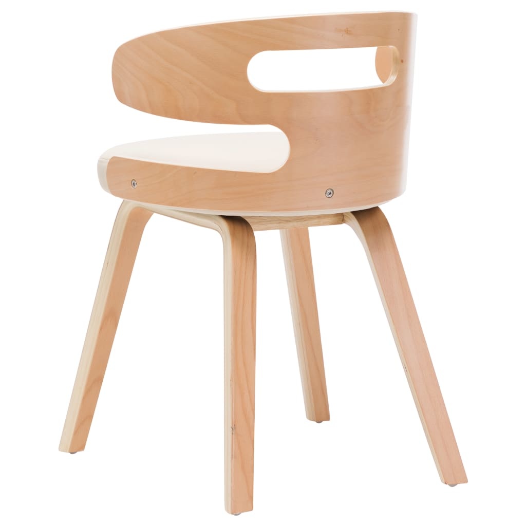 vidaXL Eetkamerstoelen 2 st met houten frame kunstleer crème