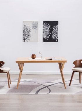 vidaXL Eetkamerstoelen 2 st gebogen hout en kunstleer crème