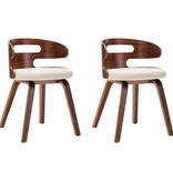 VidaXL Eetkamerstoelen 2 st gebogen hout en kunstleer crème