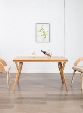 vidaXL Eetkamerstoelen 2 st gebogen hout en kunstleer crème