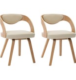 VidaXL Eetkamerstoelen 2 st gebogen hout en kunstleer crème
