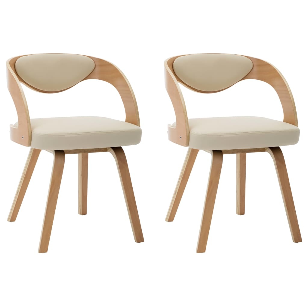 VidaXL Eetkamerstoelen 2 st gebogen hout en kunstleer crème