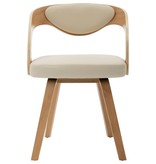 VidaXL Eetkamerstoelen 2 st gebogen hout en kunstleer crème