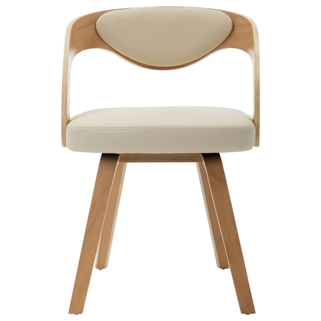 VidaXL Eetkamerstoelen 2 st gebogen hout en kunstleer crème