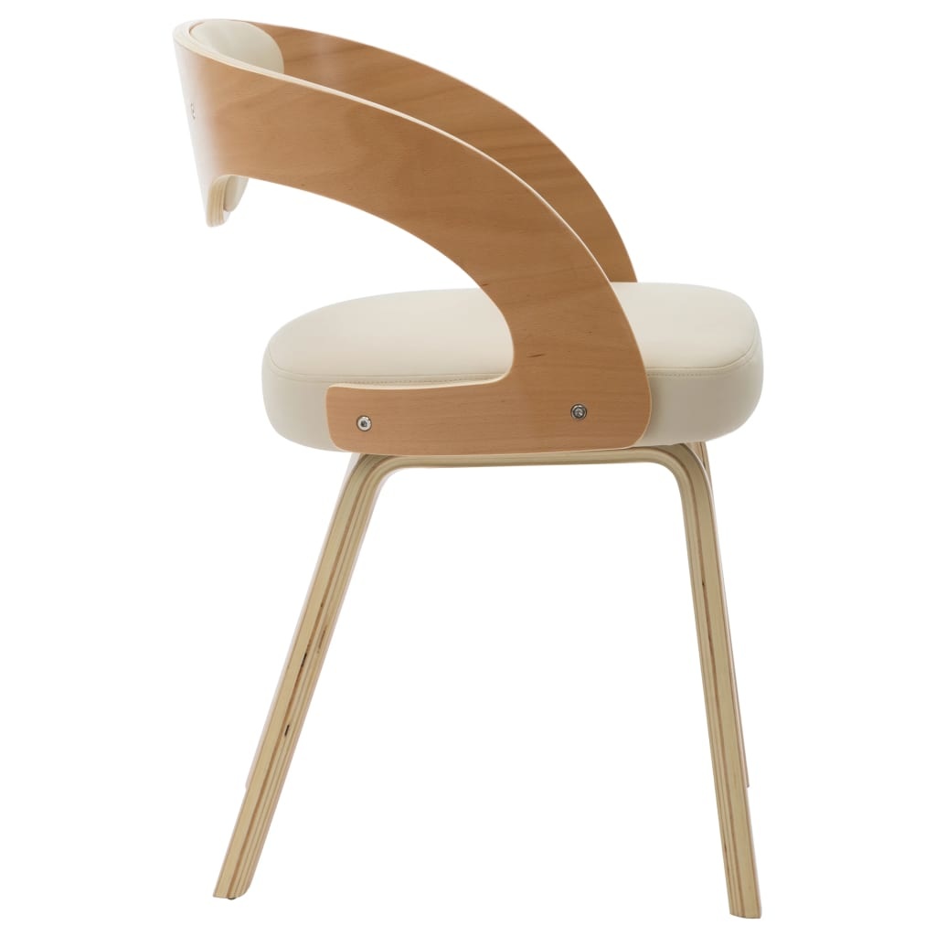 VidaXL Eetkamerstoelen 2 st gebogen hout en kunstleer crème