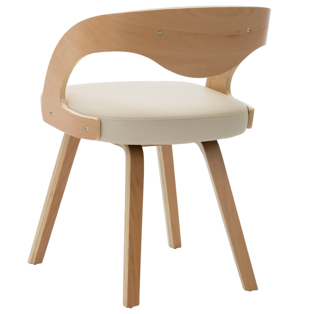 vidaXL Eetkamerstoelen 2 st gebogen hout en kunstleer crème