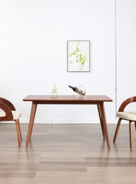 vidaXL Eetkamerstoelen 2 st gebogen hout en kunstleer crème