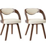 VidaXL Eetkamerstoelen 2 st gebogen hout en kunstleer crème