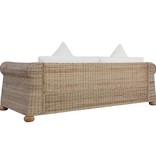 VidaXL Driezitsbank met kussens natuurlijk rattan