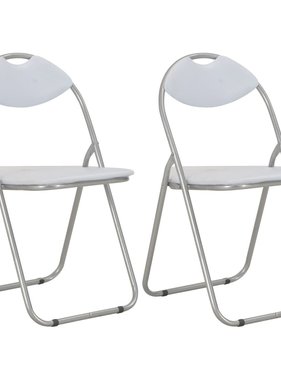 VidaXL Eetkamerstoelen inklapbaar 2 st kunstleer wit