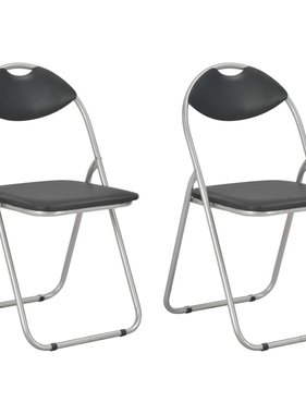 VidaXL Eetkamerstoelen inklapbaar 2 st kunstleer zwart