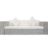 VidaXL Driezitsbank met kussens natuurlijk rattan grijs