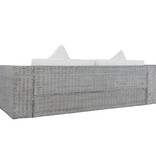 VidaXL Driezitsbank met kussens natuurlijk rattan grijs