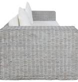 VidaXL Driezitsbank met kussens natuurlijk rattan grijs