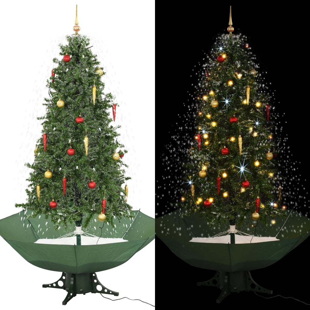 vidaXL Kerstboom sneeuwend met paraplubasis 190 cm groen