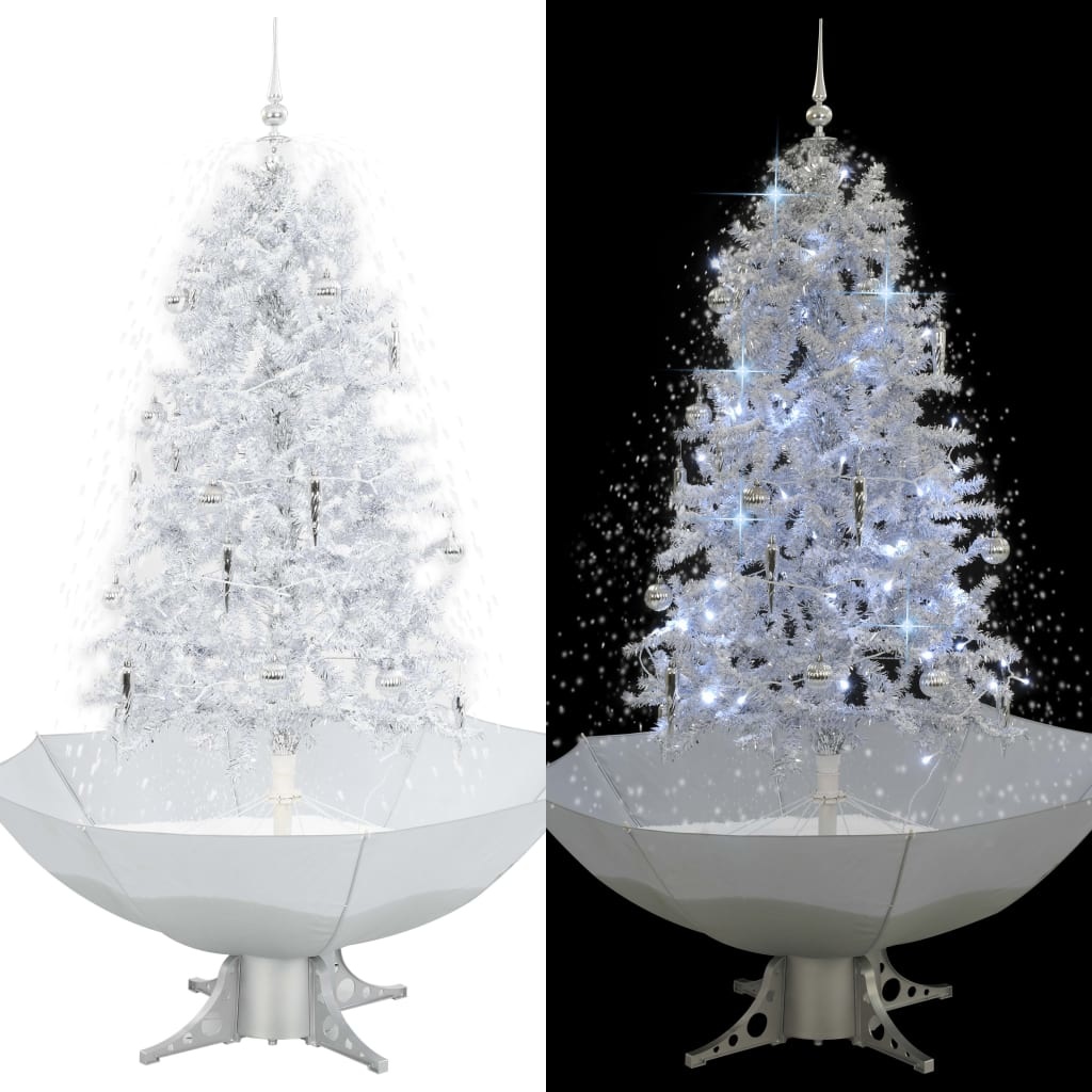 VidaXL Kerstboom sneeuwend met paraplubasis 170 cm wit