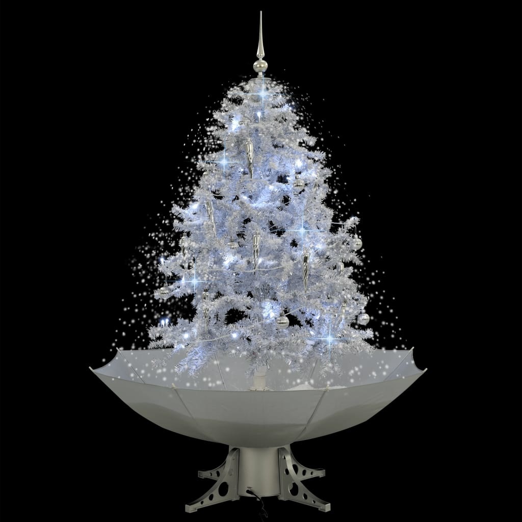VidaXL Kerstboom sneeuwend met paraplubasis 140 cm wit