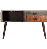 VidaXL Wandtafel 120x35x75 cm massief ruw mangohout grijs