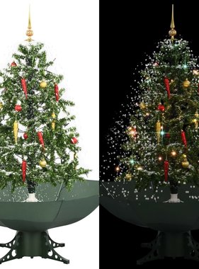 VidaXL Kerstboom sneeuwend met paraplubasis 140 cm groen