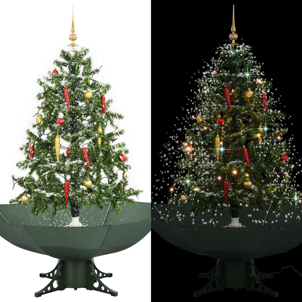 VidaXL Kerstboom sneeuwend met paraplubasis 140 cm groen