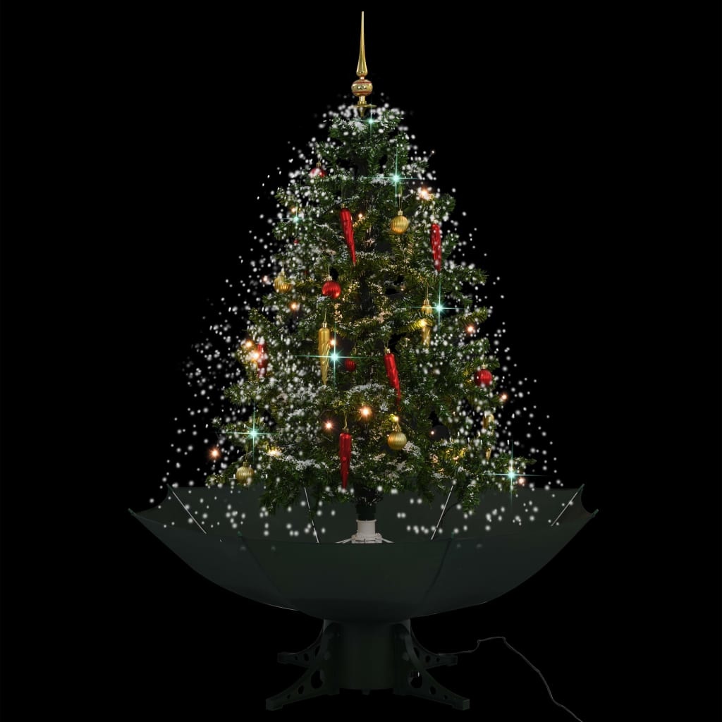 VidaXL Kerstboom sneeuwend met paraplubasis 140 cm groen