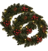 VidaXL Kerstkransen 2 st met decoratie 45 cm groen