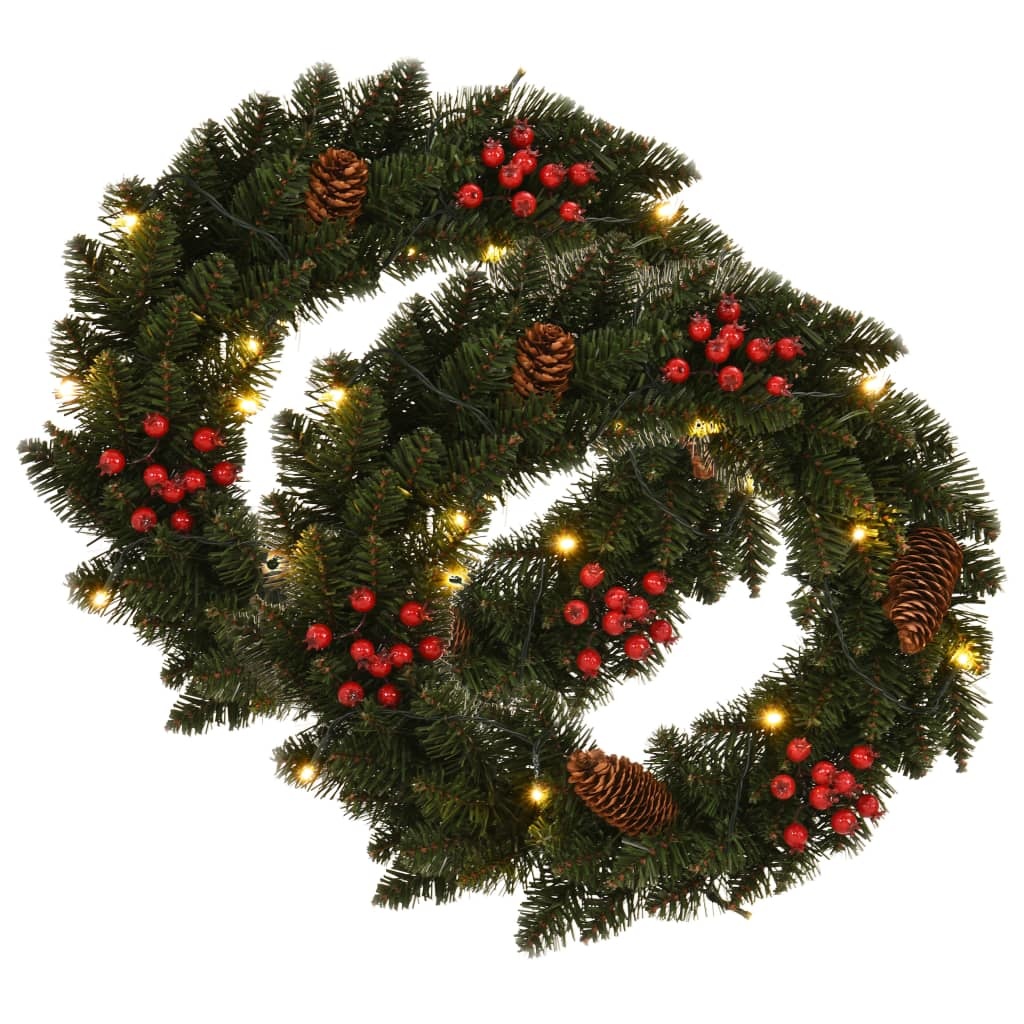 VidaXL Kerstkransen 2 st met decoratie 45 cm groen