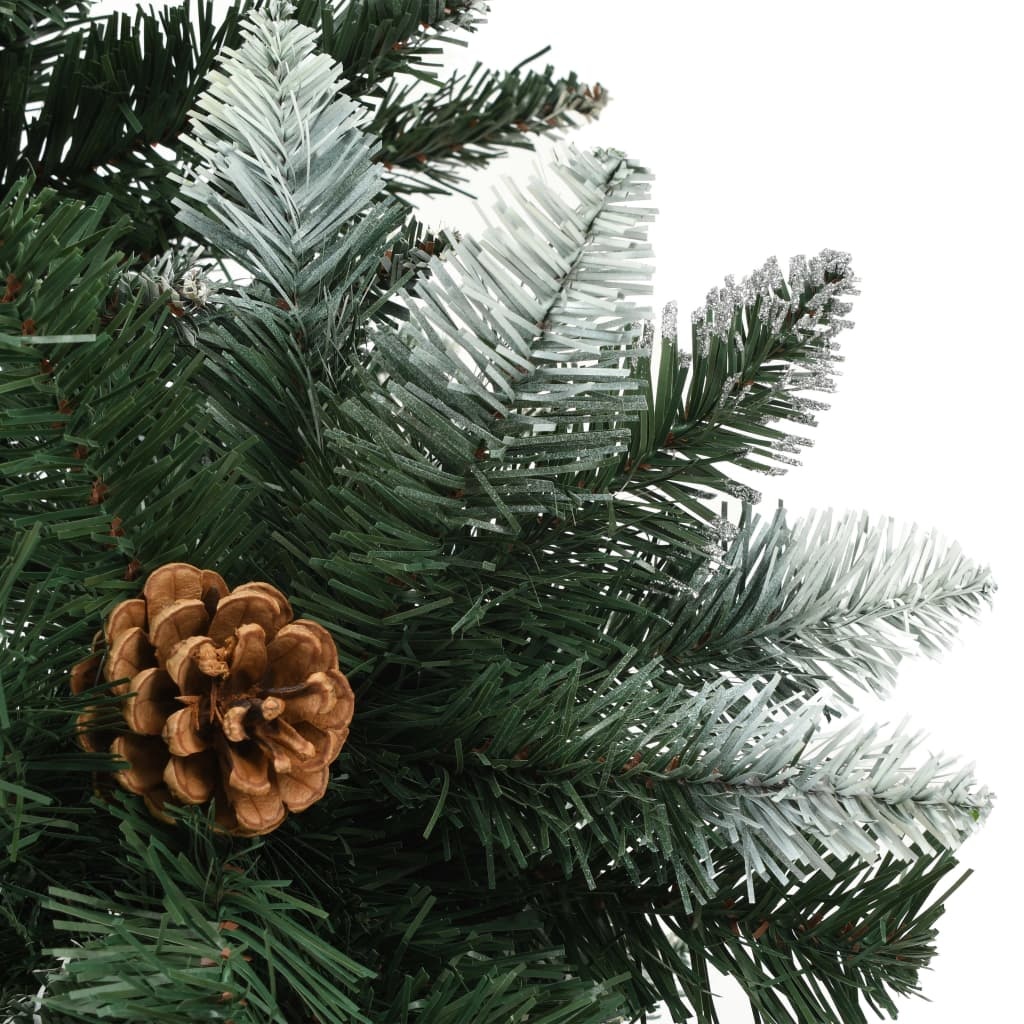 VidaXL Kunstkerstboom met dennenappels en wit glitter 210 cm