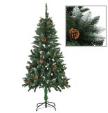 vidaXL Kunstkerstboom met dennenappels en wit glitter 150 cm