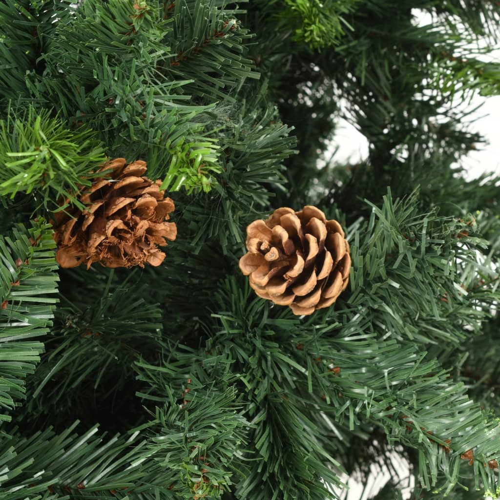 VidaXL Kunstkerstboom met dennenappels 210 cm groen
