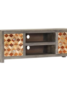 vidaXL Tv-meubel 120x30x40 cm massief mangohout grijs