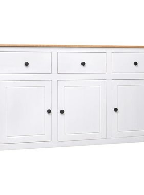 VidaXL Dressoir Panama Range 135x40x80 cm massief grenenhout wit