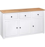 VidaXL Dressoir Panama Range 135x40x80 cm massief grenenhout wit