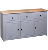 VidaXL Dressoir Panama Range 135x40x80 cm massief grenenhout grijs
