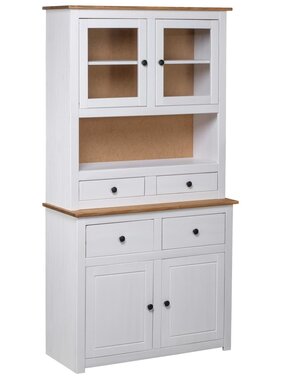 VidaXL Hoge kast Panama Range 93x40,5x180 cm massief grenenhout wit