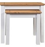 VidaXL 2-delige Tafeltjesset Panama Range massief grenenhout wit