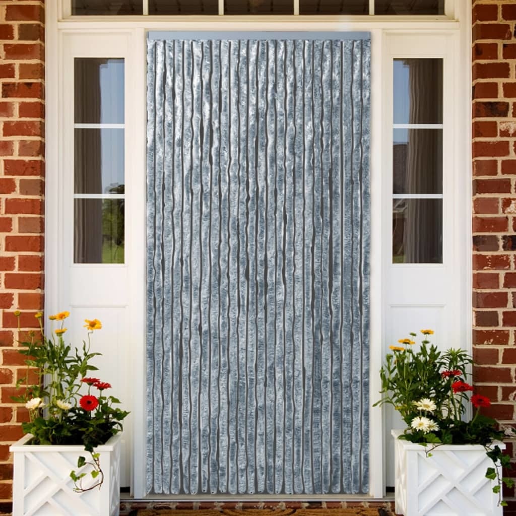 VidaXL Vliegengordijn 90x220 cm chenille wit en grijs