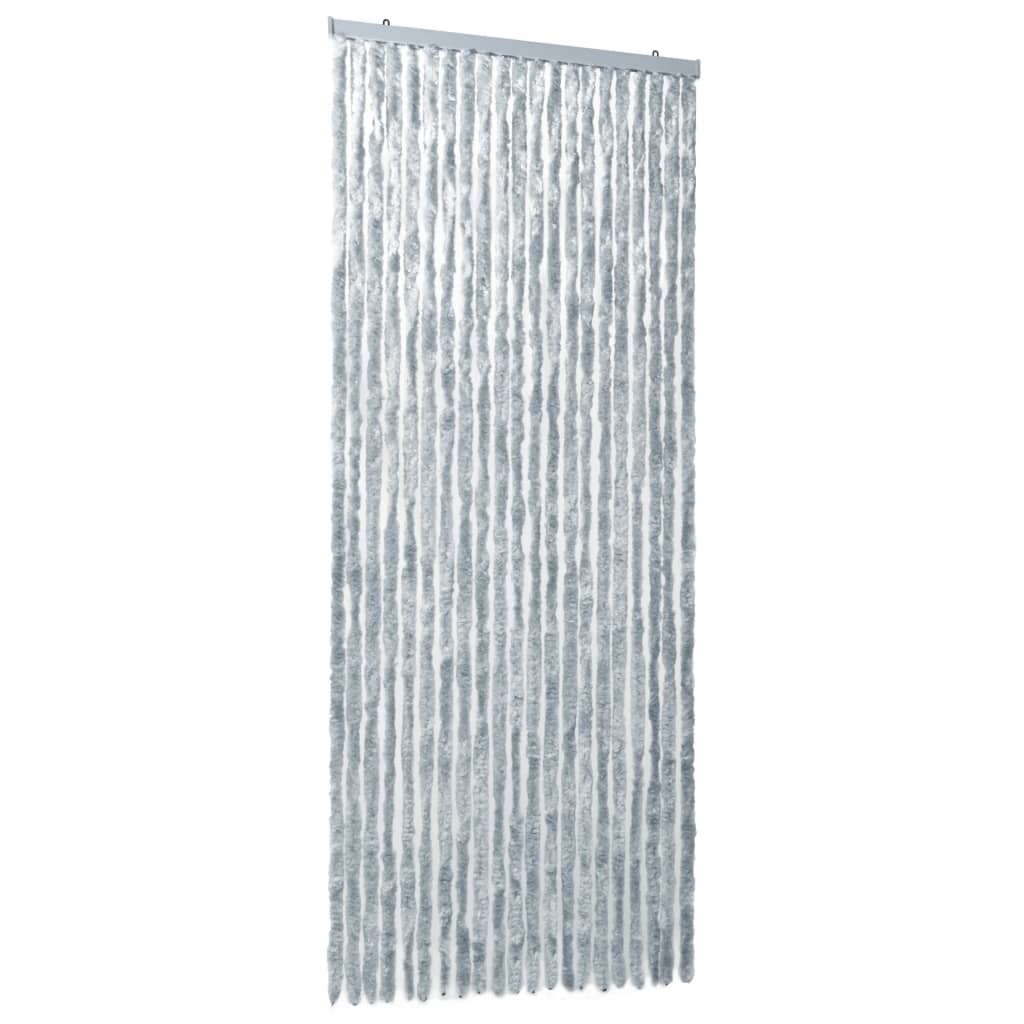 VidaXL Vliegengordijn 90x220 cm chenille wit en grijs