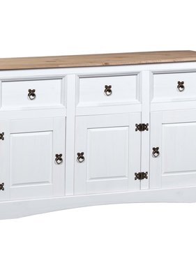 VidaXL Dressoir 132x43x78 cm Mexicaans grenenhout Corona-stijl wit