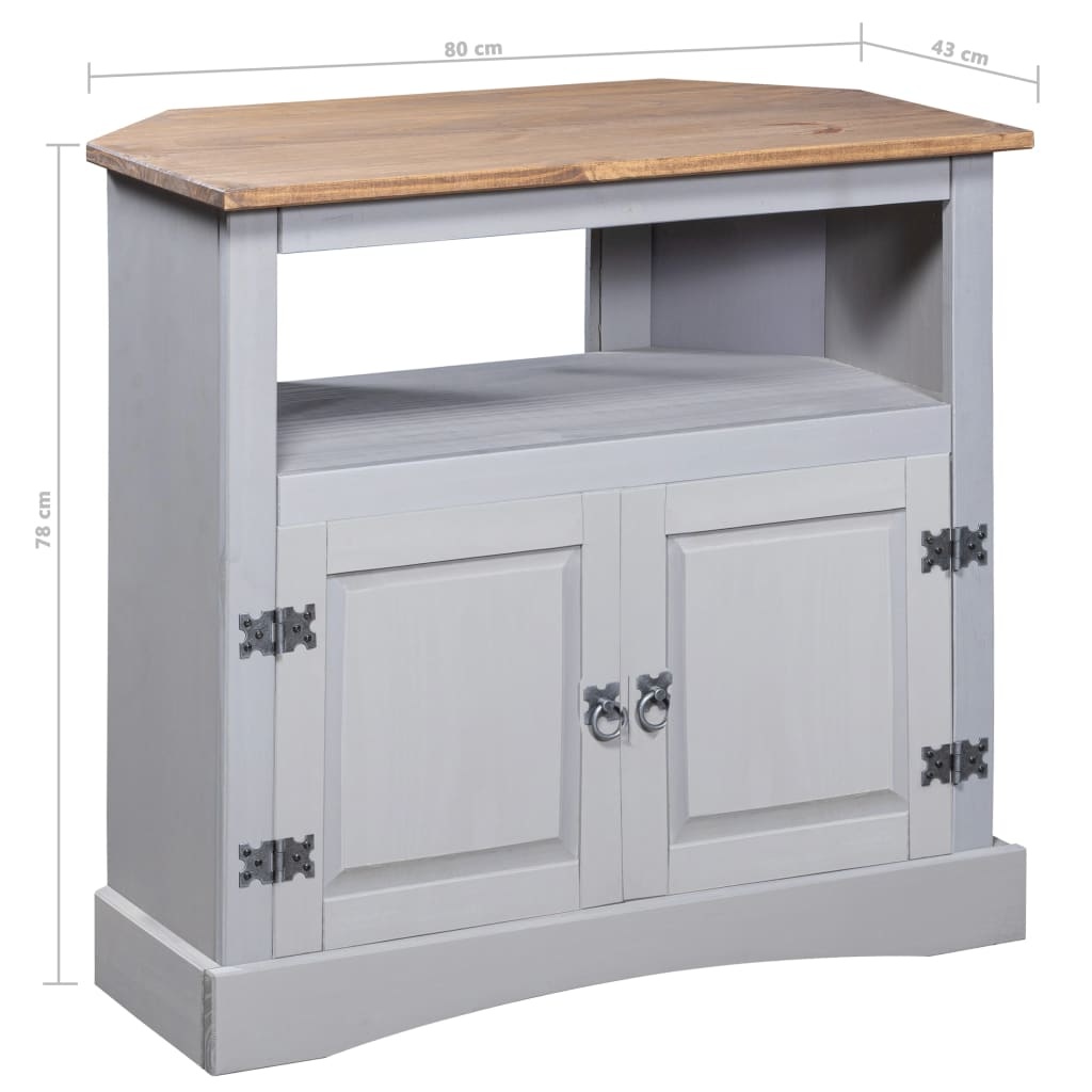 VidaXL Wandtafel 80x43x78 cm Mexicaans grenenhout Corona-stijl grijs