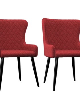 vidaXL Eetkamerstoelen 2 st stof bordeauxrood