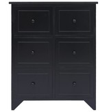 VidaXL Bijzetkast met 6 lades 60x30x75 cm paulowniahout zwart
