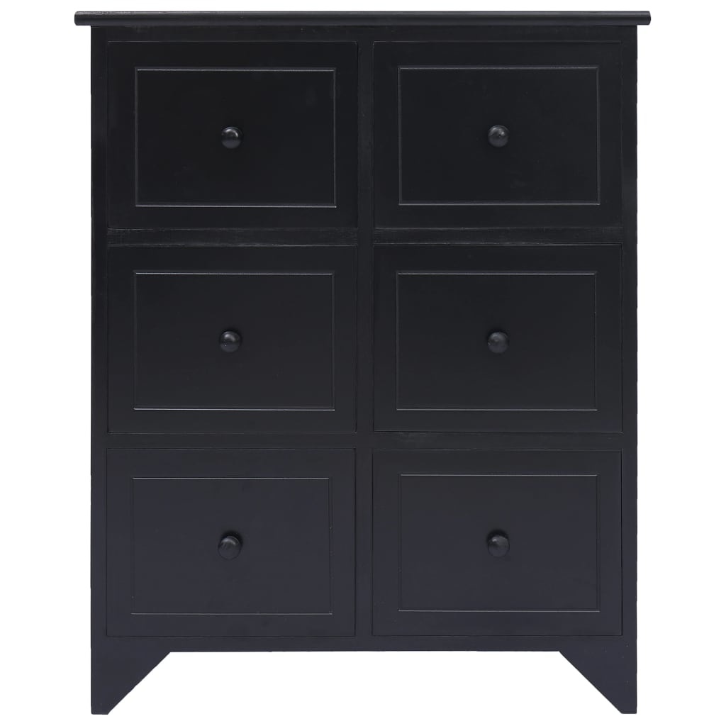 VidaXL Bijzetkast met 6 lades 60x30x75 cm paulowniahout zwart