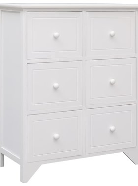 VidaXL Bijzetkast met 6 lades 60x30x75 cm paulowniahout wit