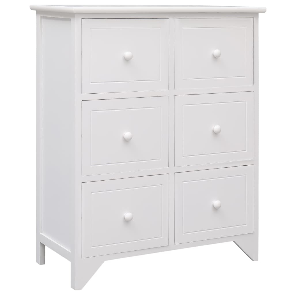 VidaXL Bijzetkast met 6 lades 60x30x75 cm paulowniahout wit
